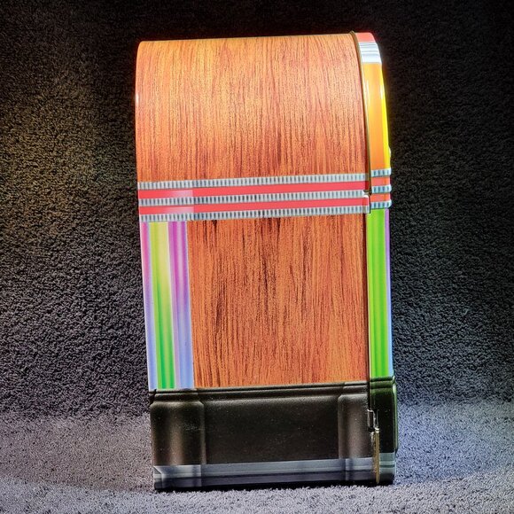 VINTAGE JUKEBOX COMPACT DISC STORAGE CONTAINER...METAL WARE... DOOR IS EMBOSSED - Picture 2 of 8